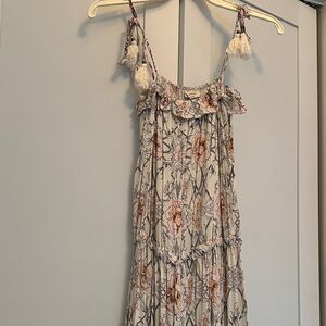 Elegant Floral Maxi Dress in Cream and Pink